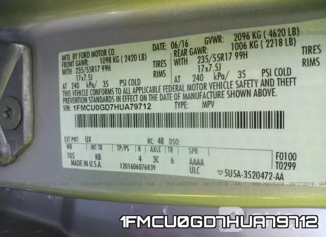 1FMCU0GD7HUA79712 фото 10
