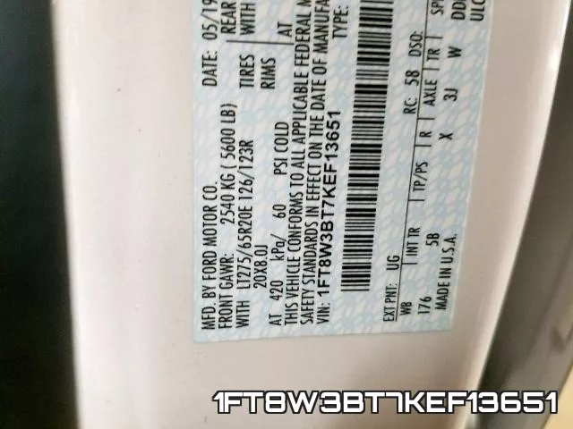 1FT8W3BT7KEF13651 фото 2