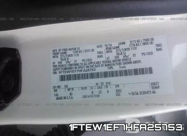 1FTEW1EF7HFA25753 фото 10
