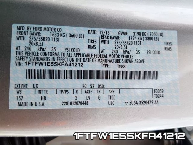 1FTFW1E55KFA41212 фото 2