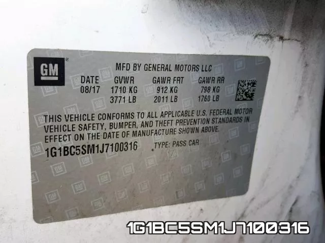 1G1BC5SM1J7100316 фото 2
