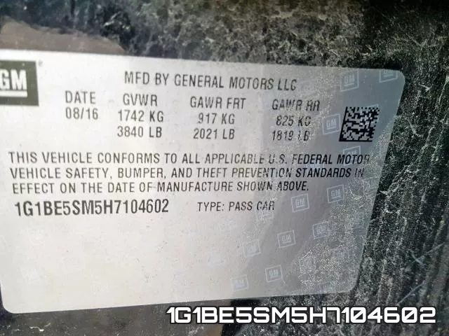 1G1BE5SM5H7104602 фото 2