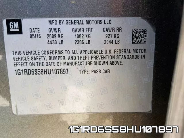 1G1RD6S58HU107897 фото 2