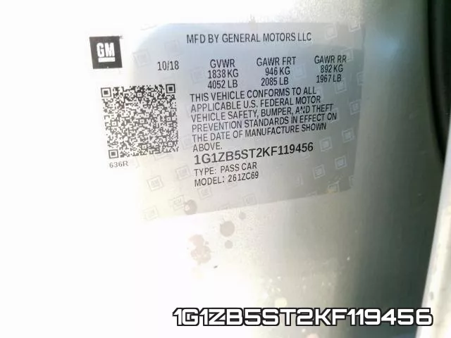 1G1ZB5ST2KF119456 фото 2