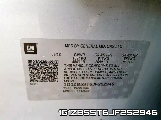1G1ZB5ST6JF252946 фото 2