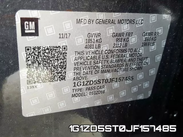 1G1ZD5ST0JF157485 фото 2
