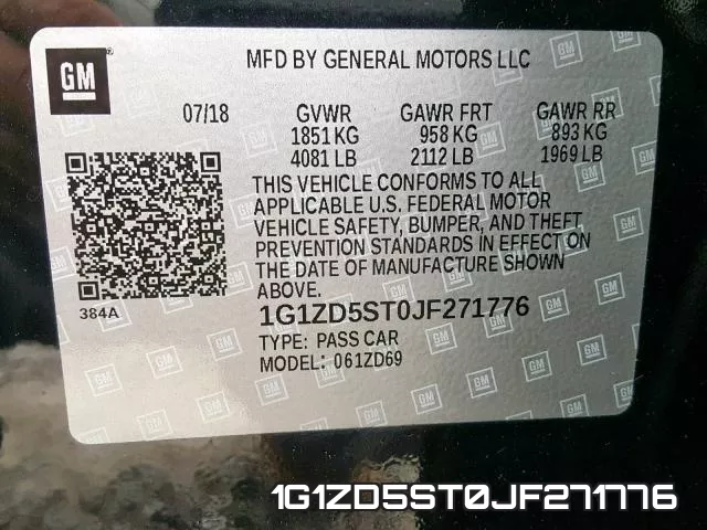 1G1ZD5ST0JF271776 фото 2