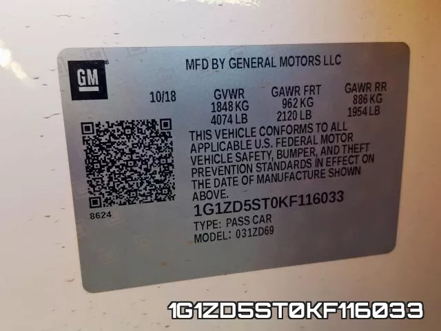 1G1ZD5ST0KF116033 фото 2
