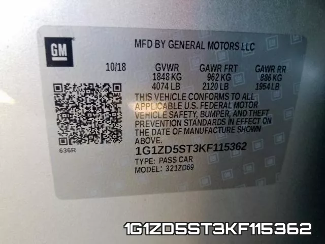 1G1ZD5ST3KF115362 фото 2