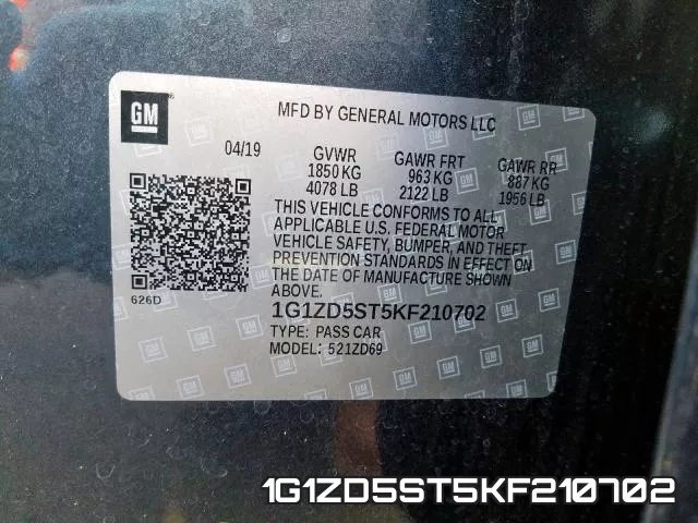 1G1ZD5ST5KF210702 фото 2