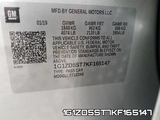 1G1ZD5ST7KF165147 фото 2