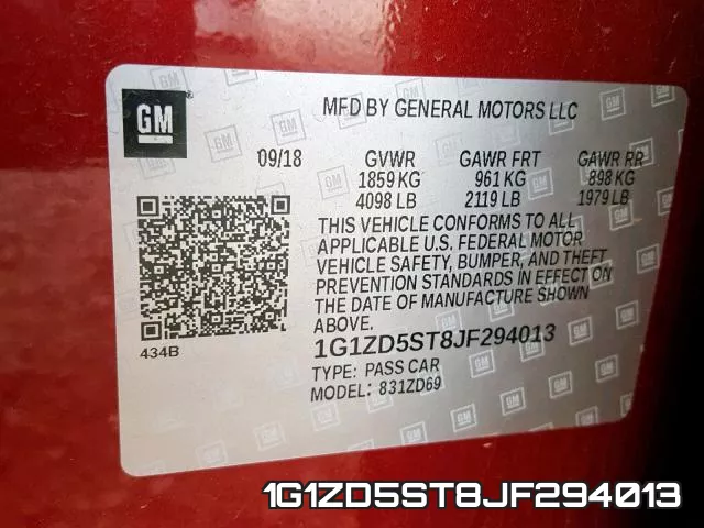 1G1ZD5ST8JF294013 фото 2