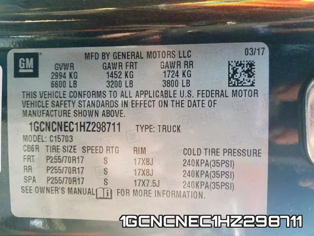1GCNCNEC1HZ298711 фото 2