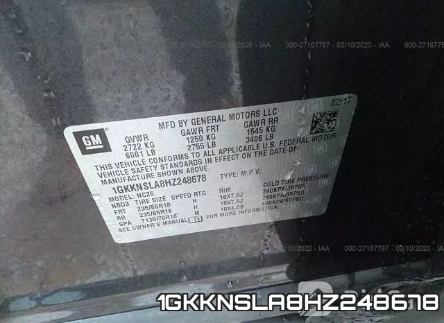 1GKKNSLA8HZ248678 фото 10