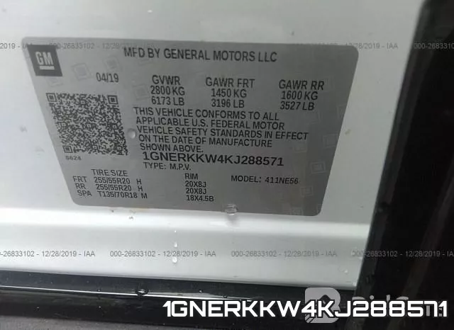 1GNERKKW4KJ288571 фото 10