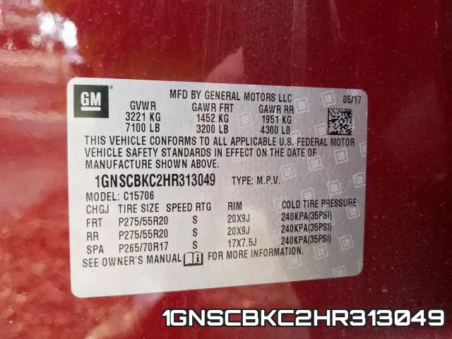 1GNSCBKC2HR313049 фото 2