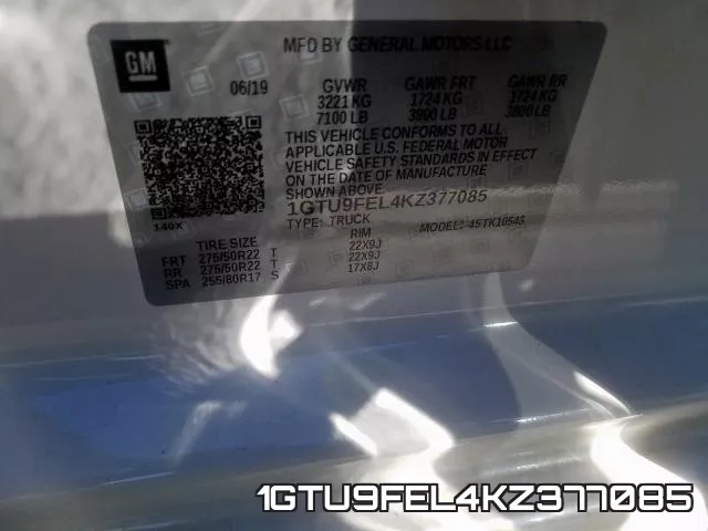 1GTU9FEL4KZ377085 фото 2