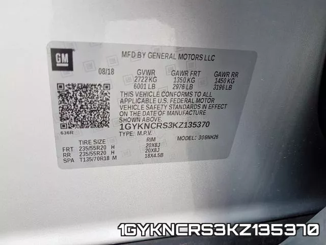 1GYKNCRS3KZ135370 фото 2