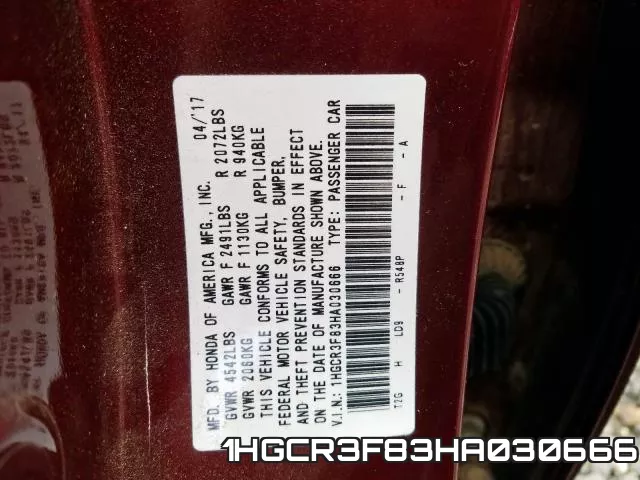 1HGCR3F83HA030666 фото 2