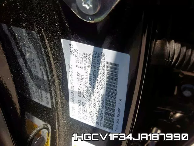 1HGCV1F34JA187990 фото 2