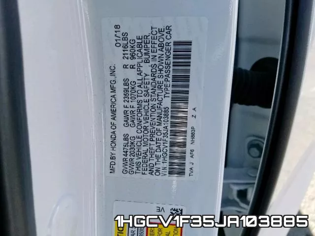 1HGCV1F35JA103885 фото 2