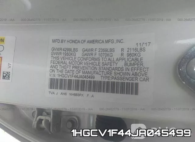 1HGCV1F44JA045499 фото 10