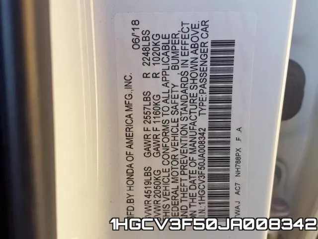 1HGCV3F50JA008342 фото 2