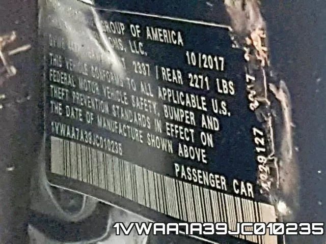 1VWAA7A39JC010235 фото 2