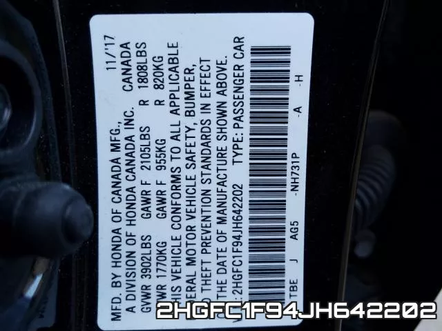 2HGFC1F94JH642202 фото 2