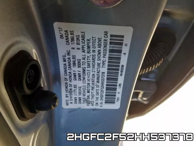2HGFC2F52HH537378 фото 2