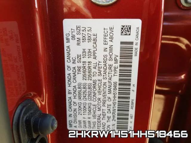 2HKRW1H51HH518466 фото 2