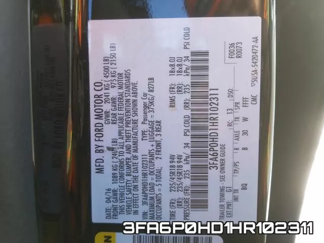 3FA6P0HD1HR102311 фото 2