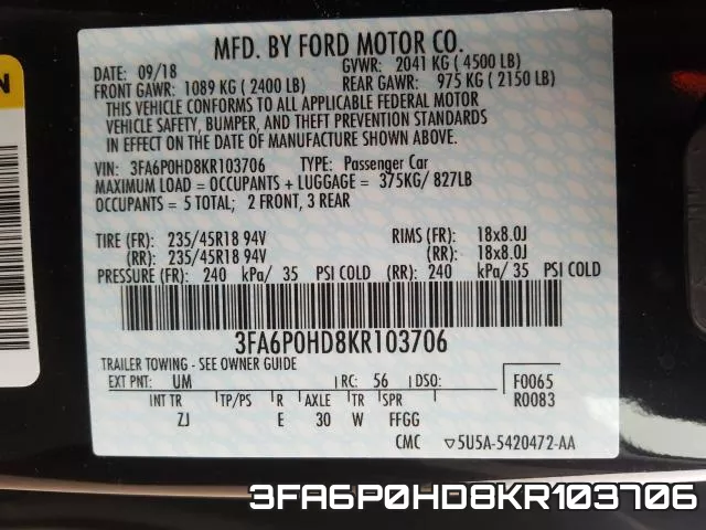 3FA6P0HD8KR103706 фото 2