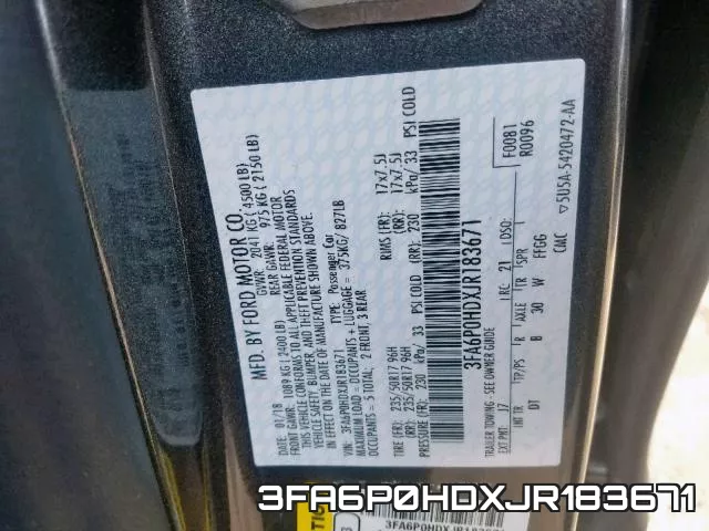 3FA6P0HDXJR183671 фото 2