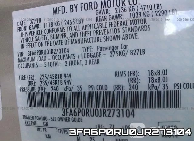 3FA6P0RU0JR273104 фото 10