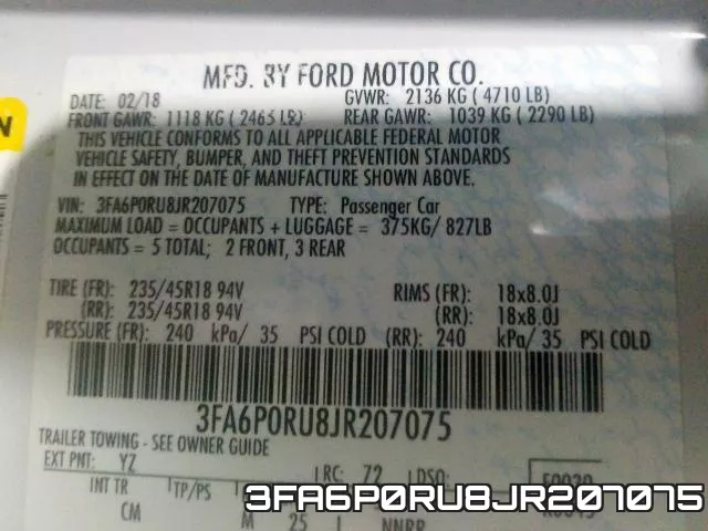 3FA6P0RU8JR207075 фото 2