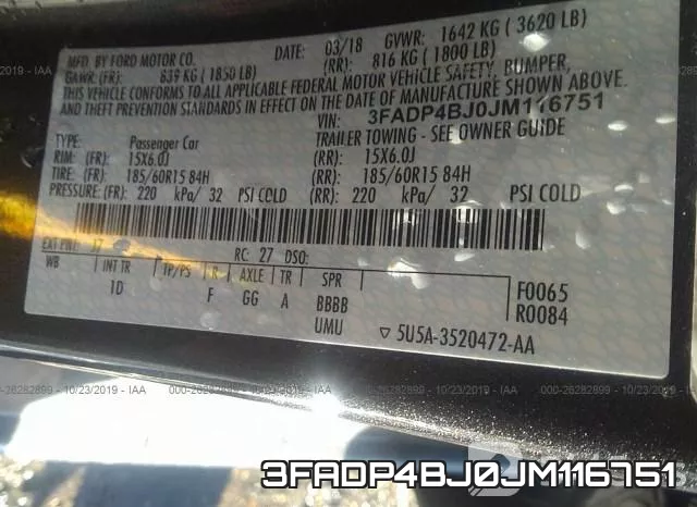 3FADP4BJ0JM116751 фото 10