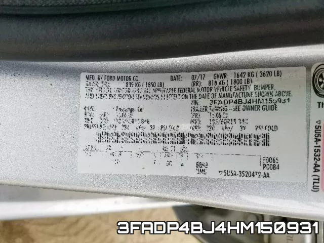 3FADP4BJ4HM150931 фото 2