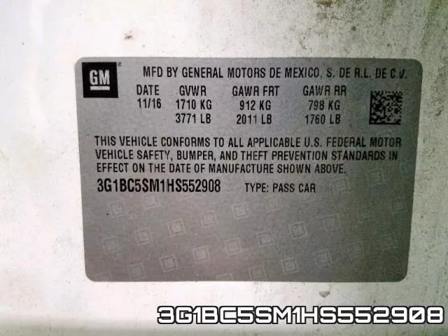 3G1BC5SM1HS552908 фото 2