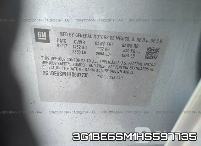 3G1BE6SM1HS597735 фото 10