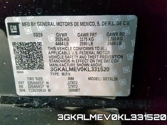 3GKALMEV0KL331520 фото 2