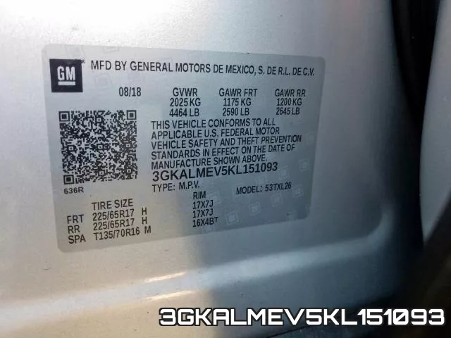 3GKALMEV5KL151093 фото 2