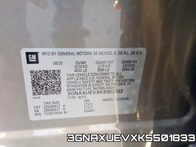 3GNAXUEVXKS501833 фото 2