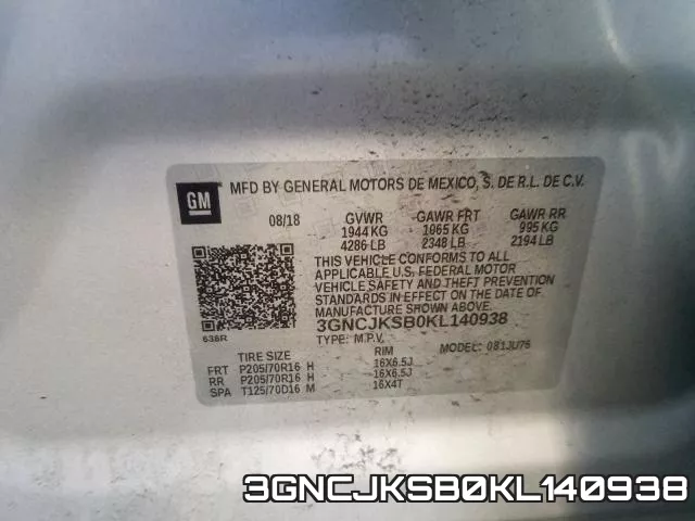 3GNCJKSB0KL140938 фото 2