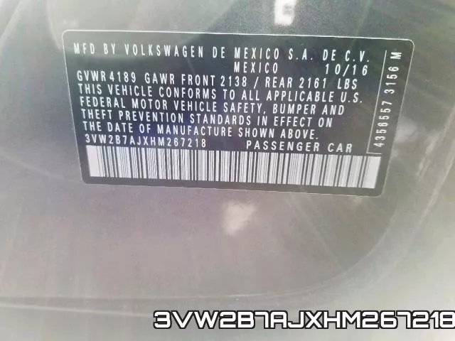 3VW2B7AJXHM267218 фото 2