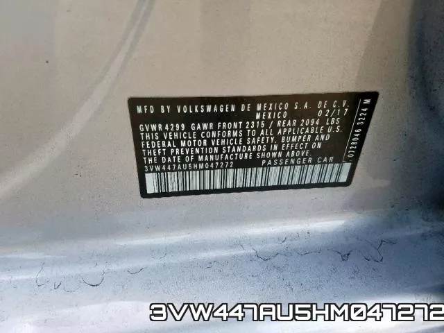 3VW447AU5HM047272 фото 2