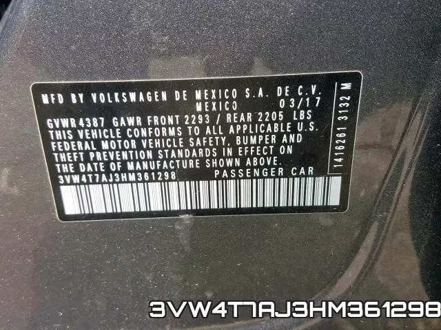 3VW4T7AJ3HM361298 фото 2