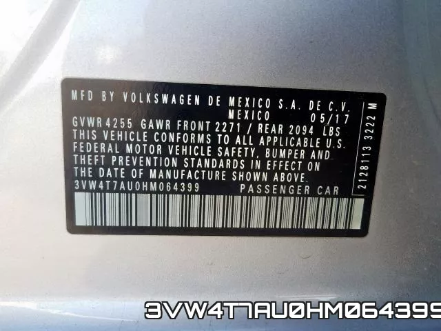 3VW4T7AU0HM064399 фото 2