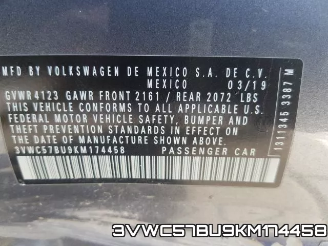 3VWC57BU9KM174458 фото 2