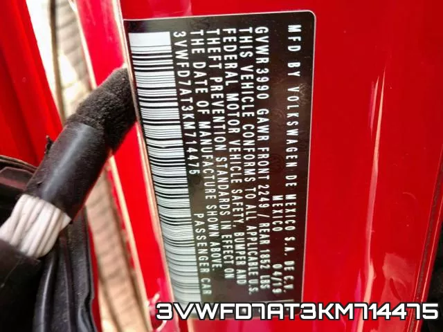 3VWFD7AT3KM714475 фото 2